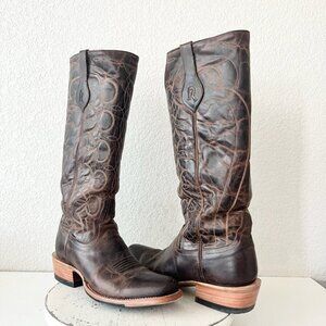 Rod Patrick Womens Cowboy Boots 10.5 A Brown Perro Loco Leather Blunt Toe Tall